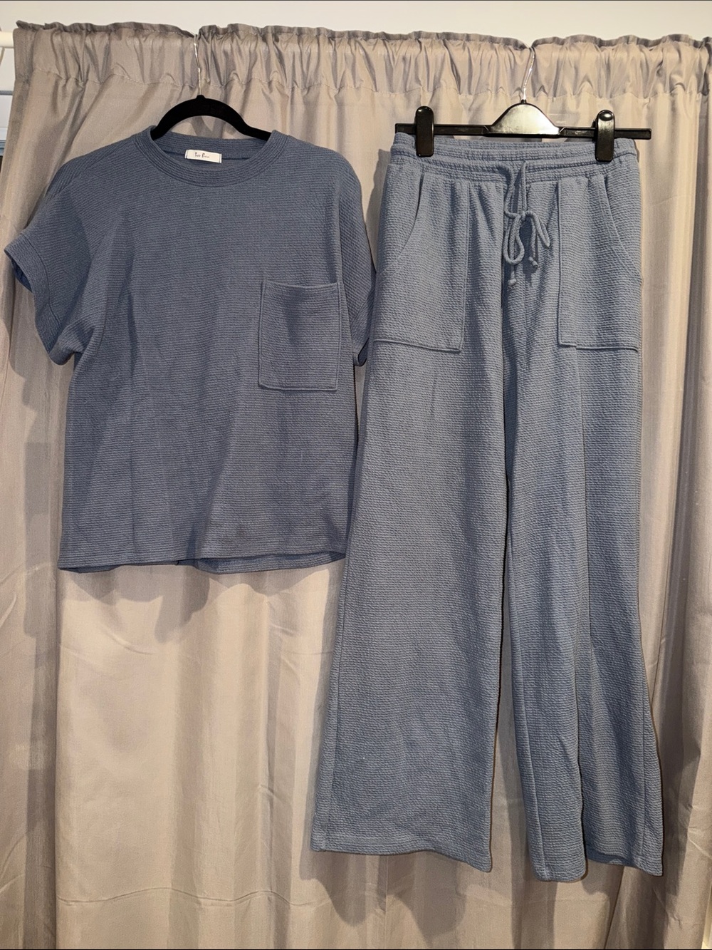 Tres Bien Gray-Blue Wide-Leg Lounge Set